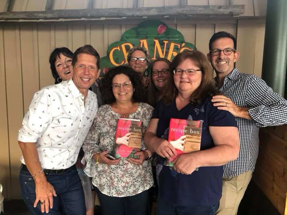 Wade Rouse/Viola Shipman with readers for a book tour event for THE RECIPE BOX